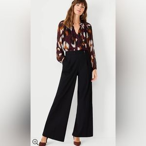 Ann Taylor Pull-on Wide Leg Trouser, Black, Size Large